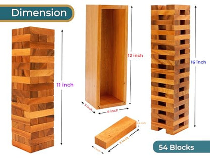 BSIRI Wooden Tumbling Tower Family Game for Senior and Adult and Classic Stacking Party Block for Challenging Your Skills Wood Stack Towers Wooden Board Seniors Games for Adults - style: Wooden Tumbling Tower