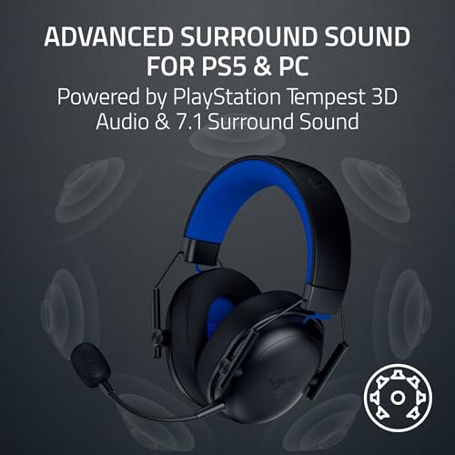 Razer BlackShark V3 X HyperSpeed Wireless Gaming Headset for PS5: 50mm Drivers - Cardioid Mic - 2.4 GHz, Bluetooth - Works with PC, Mac, Nintendo Switch, Smartphone - Long Battery Life - Black - color: Black, style: PS5