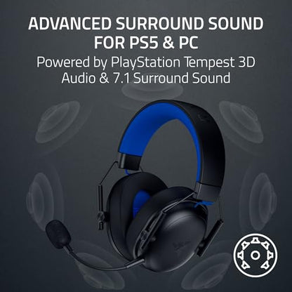 Razer BlackShark V3 X HyperSpeed Wireless Gaming Headset for PS5: 50mm Drivers - Cardioid Mic - 2.4 GHz, Bluetooth - Works with PC, Mac, Nintendo Switch, Smartphone - Long Battery Life - Black - color: Black, style: PS5