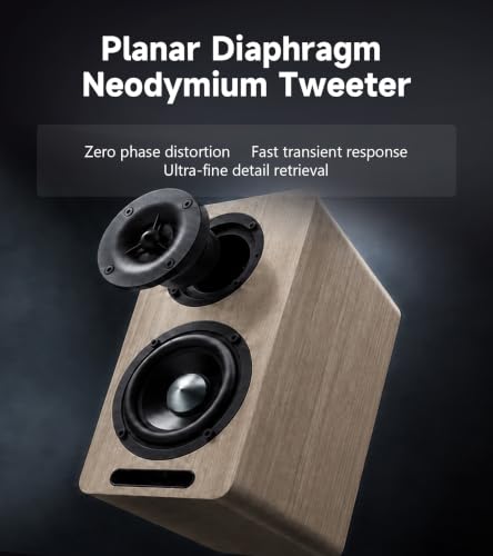 Edifier Airpulse A60 Desktop Hi-Res Bluetooth Bookshelf Speakers, Walnut | Planar Tweeter, Hi-Res Audio, Bluetooth 5.1 aptX HD, DSP Crossover, Multi Input, Sub Out, MDF Wooden Cabinet - color: walnut