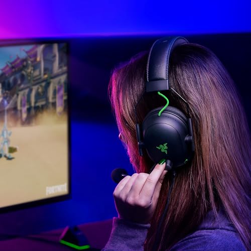 Razer BlackShark V2 Gaming Headset: THX 7.1 Spatial Surround Sound - 50mm Drivers - Detachable Mic - for PC, PS4, PS5, Switch, Xbox One, Xbox Series X|S - 3.5mm Audio Jack & USB DAC - Black