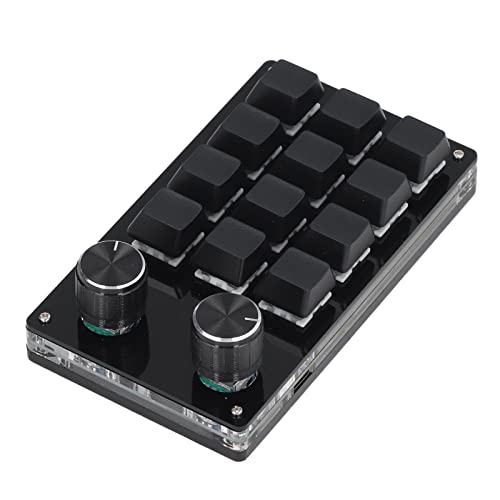 One Handed Macro Mechanical Keyboard, 12 Keys 2 Knobs OSU Hot Swap Game Keyboards with USB Cable, Programmable Mechanical Gaming Keypad for All Keys for Office, Game, Music,