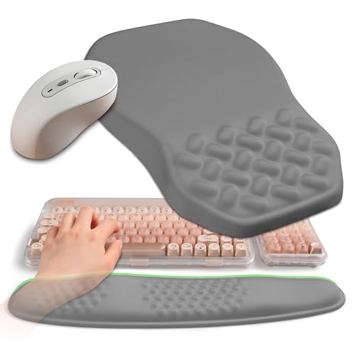 2-in-1 Ergonomic Set, Wave Keyboard Wrist Rest and Massage Slope Mouse Pad Wrist Support, Rebound Memory Foam for Relieve Carpal Tunnel Syndrome and Wrist Pain (Dark Grey) - color: Dark Grey