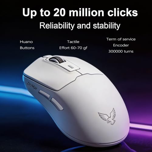 NEO V2 Tri-Mode Wireless Gaming Mouse, 55g Ultra-Lightweight, PAW3311 Sensor 12000 DPI, Bluetooth 5.0 2.4G USB-C Wired, RGB Backlit, 6 Buttons, 400mAh Rechargeable Ergonomic Mouse for PC Mac (White) - color: White