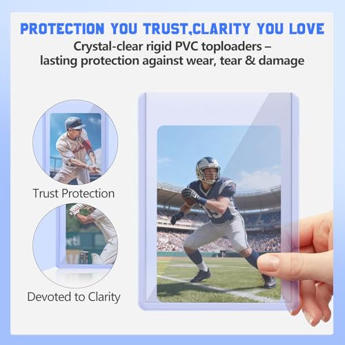 DEDC 20 Top Loaders Card Load Holder Storage for Trading Cards Sports Sleeves Hard Plastic 55 Point Protective Toploaders 3"x4" Rigid Memorabilia Collectibles - size: 55pt