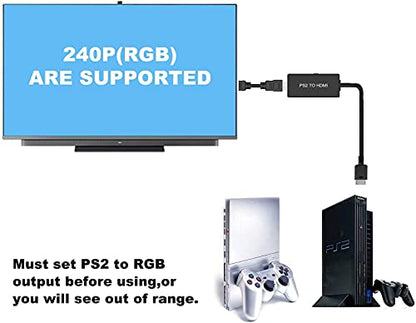 Y.D.F PS2 to HDMI Adapter PS2 HD-Link Cable Converter Support 4:3/16:9 Screen Aspect Ratio Switch Works for PlayStation 1/ PlayStation 2 HD Link Cable PS1 HDMI Adapter Converter