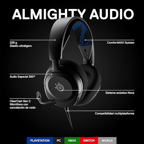 SteelSeries New Arctis Nova 1P Multi-System Gaming wired Headset — Hi-Fi Drivers — 360° Spatial Audio — Comfort Design — Durable — Lightweight—Noise-Cancelling Mic — PS5/PS4, PC, Xbox, Switch - Black - color: Black