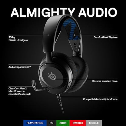 SteelSeries New Arctis Nova 1P Multi-System Gaming wired Headset — Hi-Fi Drivers — 360° Spatial Audio — Comfort Design — Durable — Lightweight—Noise-Cancelling Mic — PS5/PS4, PC, Xbox, Switch - Black - color: Black