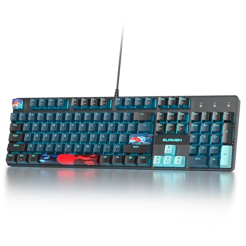 Full Size Mechanical Keyboard, Creamy Keyboard with Number Pad, 104 Keys Wired Gaming Keyboard with Red Switch, RGB Backlit for PC Laptop - color: Monster