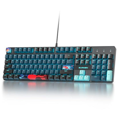 Full Size Mechanical Keyboard, Creamy Keyboard with Number Pad, 104 Keys Wired Gaming Keyboard with Red Switch, RGB Backlit for PC Laptop - color: Monster