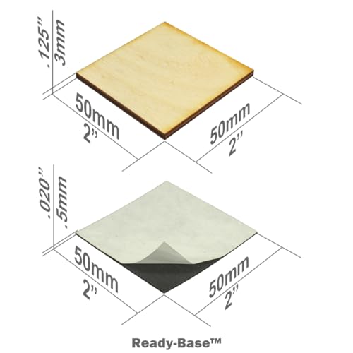 LITKO Ready Base Kit | Compatible with The Old World | 50mm Square Monster | Twenty 3mm plywood bases + magnets | Magnetize minis for storage & steel trays | Infantry - style: 50mm Square