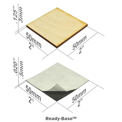 LITKO Ready Base Kit | Compatible with The Old World | 50mm Square Monster | Twenty 3mm plywood bases + magnets | Magnetize minis for storage & steel trays | Infantry - style: 50mm Square