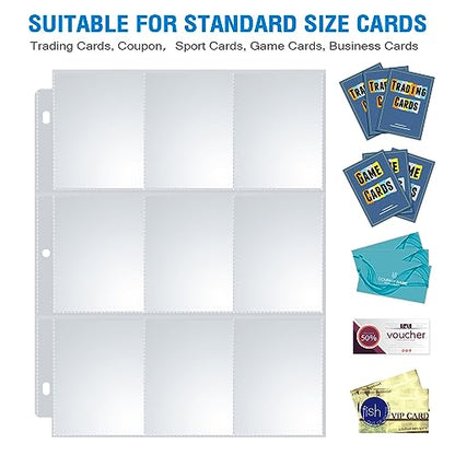 Sooez 36 Pack Trading Card Sleeves for Binder, 9 Pocket Photo Card Holder | Crystal Clear Page Protectors, Top Loading, PVC-Free & Acid-Free, Fit for Collectible Games, Sports, Baseball, Football - style: Single-Sided