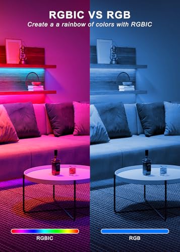 9.8FT Neon Rope Lights,Flexible RGB+IC LED Strip Lights,Remote Control,Multiple Modes,for Living Room,Bedroom,Holiday Decoration - size: RGBIC-3M