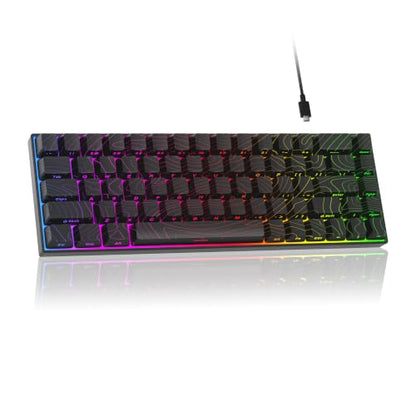 MageGee Portable 60% Mechanical Gaming Keyboard, RGB Backlit Compact 68 Keys Mini Wired Office Keyboard with Red Switches for Laptop PC Mac - Black Contour Lines - color: Black Contour Line/Red Switch