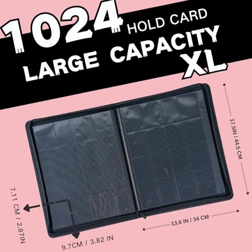 1000+ Pockets Trading Card Binder, 16-Pocket Card Ablum Compatible with MTG,Sports Cards & Other Standard Size Trading Cards (Pink) - color: Pink