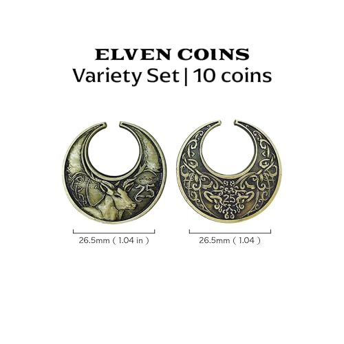 Norse Foundry Adventure Coins - A Set of 10 Metal Plated Novelty Coins in Elven Style - Perfect for Any Roleplaying Game (RPG) or LARP Session - style: Elven