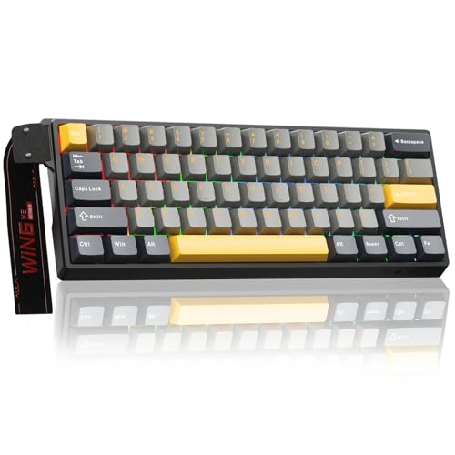 AULA WIN60 HE MAX - 60% Mechanical Gaming Keyboard Wired, Hall Effect Magnetic Switches Hot Swappable, Adjustable Actuation Rapid Trigger Mode, 8000 Hz Polling Rate, 60 Percent Keyboard Compact Design - color: Black&Gray&Yellow