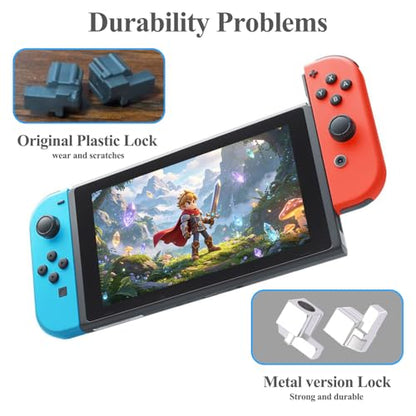 [New Version]Replacement Latches Compatible with Switch/ Switch OLED JoyCon, Lock Buckles Repair Tool Kit Compatible with Switch JoyCons with Screwdrivers and Tweezer