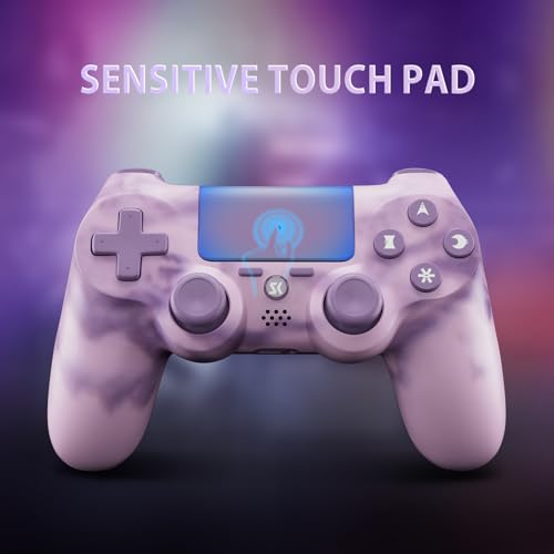 Wireless Controller for PS4, 2 Pack Controllers for PS4 with Double Vibration/6-Axis Sensor/Touch Pad/Headphone Jack, Ergonomic Non-Slip Grip Compatible with PlayStation 4/Slim/Pro (Green & Pink) - color: Green & Pink