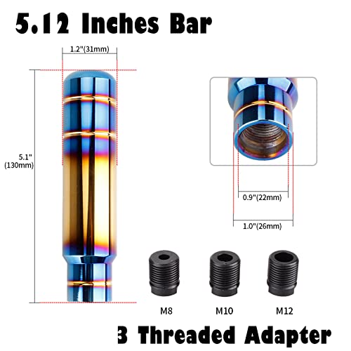 BARTOO Aluminum Alloy Heavy Weighted Shifter Knob, 5" Auto Gear Shift Knob, Car Gear Lever Stick Shifter Handle,with 3 Threaded Adapters M8 M10 M12,Fit Most Automatic Manual Vehicle(Gold Plated) - color: Gold plated