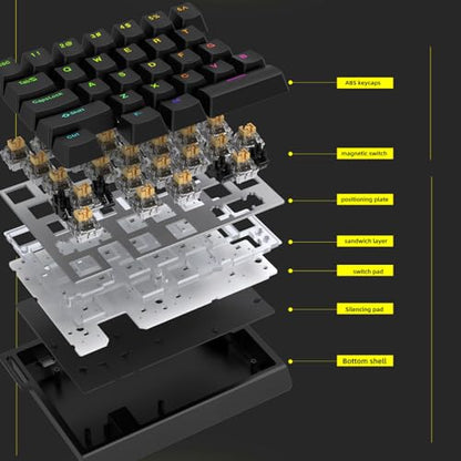 HE30 Rapid Trigger Gaming Keyboard,One-Handed Magnetic Switch Hall Effect RGB HotSwap Custom Mechanical Keyboard Adjustable Actuation,8kHz Hyper Polling Rate Mini Macro Gasket Keypad (Black)