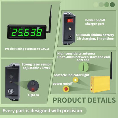 Sprint Timer for Track Wireless Race Clock, Stopwatch for Speed Training, Adjustable Tripod Precision Laser Racing Time（Smaller Tripod） - style: Smaller Tripod