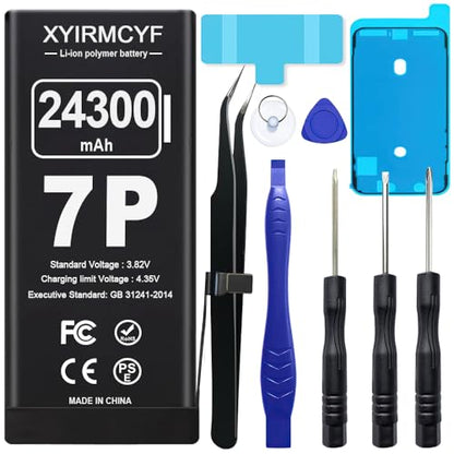 XYIRMCYF 24300mAh Super Capacity Battery Compatible with iPhone 7 Plus, New 0 Cycle-Li-Polymer Replacement Battery for iPhone 7 Plus, with Professional Repair Tool Kit - color: 7P-24300