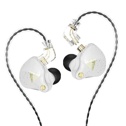 Wired Gaming Earbuds, QKZ AK6 PRO in Ear Monitors, Deep Bass Sound Wired Earbuds, HiFi in Ear Headphones with New 1DD 10mm Dynamic Driver, IEM for Music Gaming Video Calling (White) - color: White