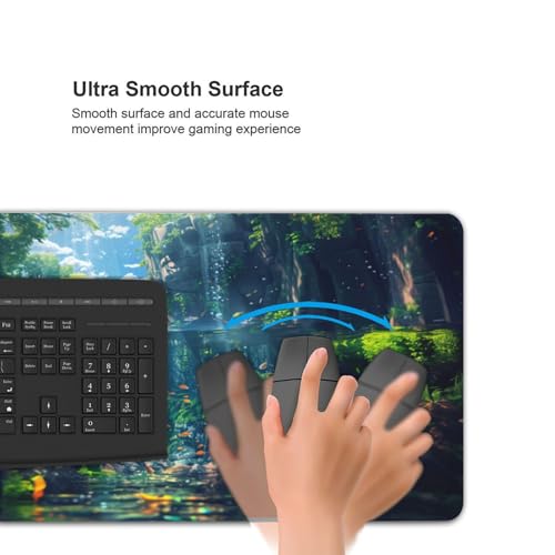 XXL Gaming Mouse Pad 35.4x15.7 inch, Stream Fish Landscape Theme Desk Mat,Large Ocean Sea Water Plants Scene Mousepad (Water Plant) - color: Water Plant