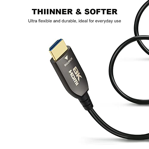 8K HDMI Fiber Optic Cable 50ft, Ultra High Speed 48Gbps HDMI 2.1 Over Fiber, Supports 10K, 8K@60Hz, 4K@144Hz/120Hz/60Hz, HDCP 2.2 & 2.3, 4:4:4, eARC, Dynamic HDR 10, 3D (50ft) - size: 50 feet (Fiber HDMI)