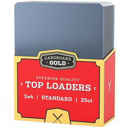 Cardboard Gold 35pt Top Loaders for Cards - 25 Count 3x4 Hard Sleeves | Trading Protectors, Rigid Premium Plastic, Penny Compatible, Baseball, TCG Football, Bulk Collectible Sport Accessory - size: 25 Toploaders.