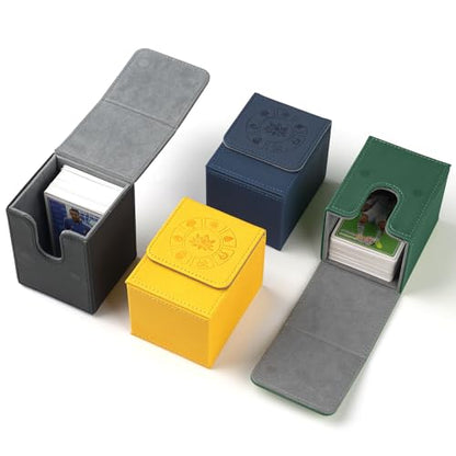 Arkeiliy MTG Deck Box with 50 Pcs Card Sleeve, 110+ Card Storage Leather Deck Box for Magic Commander, Collectible Trading Card Cases (4 Pack III) - color: 4 Pack III