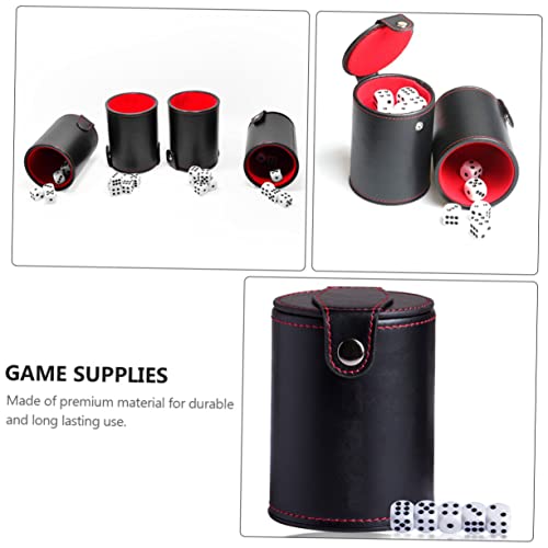 Vaguelly 1Set Leather Dice Storage Cup with Double Layer Lids Professional Dice Container for Games Includes Dice Cup and Balanced Dices Compact PU Leather Design for Easy Travel