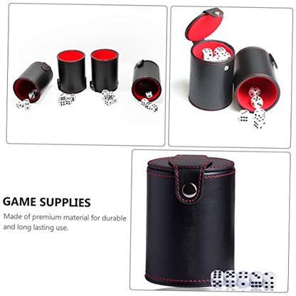 Vaguelly 1Set Leather Dice Storage Cup with Double Layer Lids Professional Dice Container for Games Includes Dice Cup and Balanced Dices Compact PU Leather Design for Easy Travel