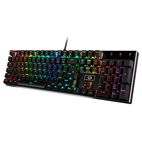 Redragon K556 Wired RGB Mechanical Gaming Keyboard, 104-Key Aluminum Board | Rock-Solid Metal Build, 20 Backlits Immersive ESports Vibe, Hot-swap Comfortable Tactile Brown Switch for Long-Time Typing - color: Black, size: Brown Switch