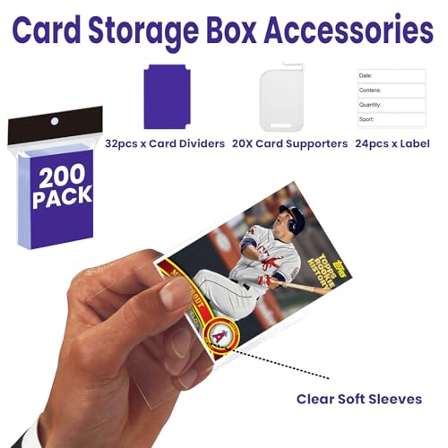 4 Pack Trading Card Storage Box, 3200 Count Card Box, 5 Row Toploader Case | Toploader Compatible Design–Fits standard 3"x4" 35PT hard sleeves,sports cards,MTG,TCG,baseball and game card collection - size: 4-PACK