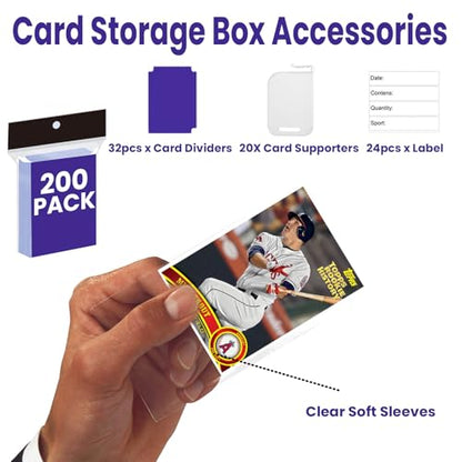 4 Pack Trading Card Storage Box, 3200 Count Card Box, 5 Row Toploader Case | Toploader Compatible Design–Fits standard 3"x4" 35PT hard sleeves,sports cards,MTG,TCG,baseball and game card collection - size: 4-PACK