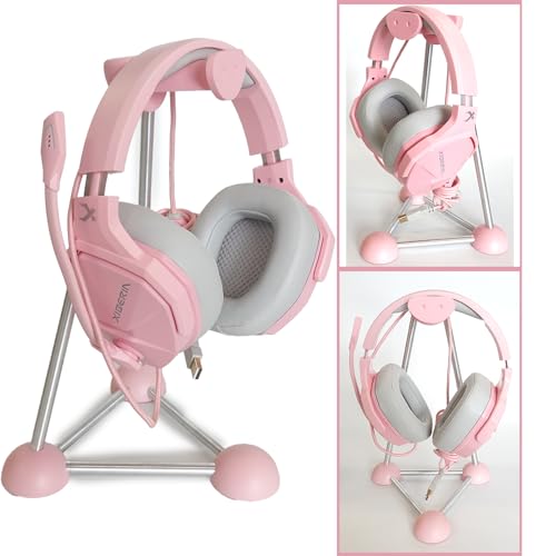 Headphone Stand, Desktop Headset Holder, Desk Earphone Stand, Gaming Headsets, for SteelSeries/Logitech/HyperX/Sony/Beats/Sennheiser/Anker/Xbox, and All Headphones.(Red) (Pink) - color: pink