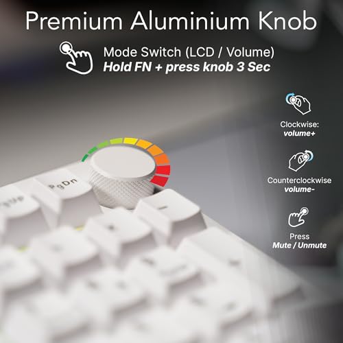 TECWARE Spectre 96% RGB Mechanical Gaming Keyboard | Customizable LCD Screen | Tri-Mode Wireless with Knob | Gasket Mount | South Face 5-Pin Hot-Swappable Sockets | White Candy Red Linear Switch - color: Candy Red
