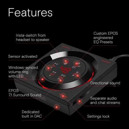 EPOS H6Pro - Open Acoustic Gaming Headset with Mic - Lightweight Headband - Comfortable & GSX 1000 2nd Edition Dac Amp Audio Amplifier/External USB Sound Card with 7.1 Surround Sound, Side Tone