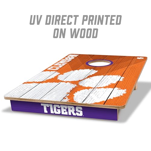 YouTheFan NCAA 2’ x 3’ Wood Cornhole Game with Logo Bags - color: Clemson Tigers