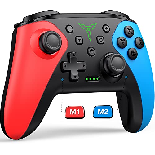Wireless Switch Controller for Nintendo Switch/Switch 2/Lite/OLED Controller, Switch Controller with a Mouse Touch Feeling on Back Buttons, Extra Switch Pro Controller with Wake-up,Programmable, Turbo Function - color: Red+Blue