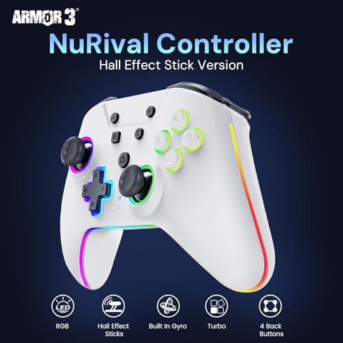 Hyperkin Armor3 NuRival Wireless Hall Effect Stick Game Controller For Nintendo Switch® OLED Model/Nintendo Switch® / Nintendo Switch Lite® (White) - color: White
