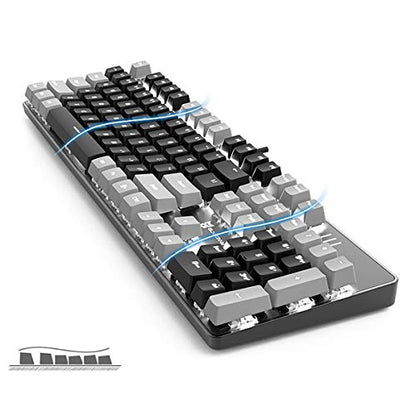 Merdia LED Backlit Full Size Wired Mechanical Gaming Keyboard | Black Switch 104 Keys US Layout Hot Swappable Full Size Mechanical Keyboard | White LED Backlit PC Gaming Keyboards (Black & Grey Color) - color: Black Switch Black & Grey