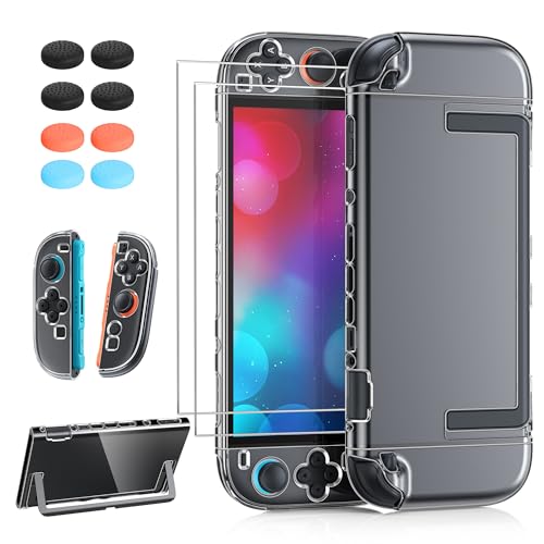 FYOUNG Upgrade Switch 2 Protective Case&Screen Protector Set,Dockable Cover | Hard Shell for Nintendo Switch 2 2025 Console Accessories,Travel-Friendly,Kickstand Cutouts(Clear, for Switch 2 7.9inch) - color: Clear, size: for switch 2 7.9inch