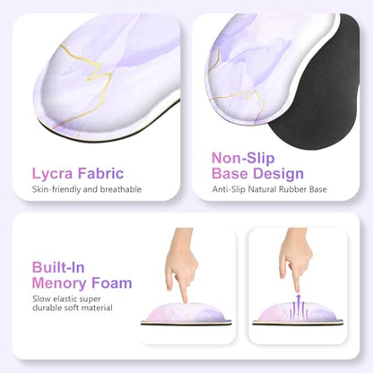 Large Gaming Mouse Pad Set, 4 in 1 Extended Keyboard Desk Mat with Wrist Rest, PC Computer Game Mousepad Set, Non-Slip Desk Pad Easy Typing Pain Relief for Home Office I Pink Purple Marble - color: Pink Purple Marble