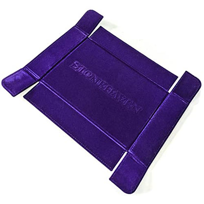 Stonehaven Royal Purple Dice Tray - Foldable Magnetic Velvet and PU Leather Rolling Tray for RPG, DND, and Tabletop Games - style: Royal Purple