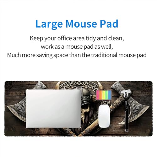 Axe Gaming Mouse Pad Warrior Skull Emblem Wood Grain Fantasy Mousepad XL Large Gaming Mouse Pad Laptop Keyboard Mat Desk Pad Office Computer Keyboard Laptop Home 31.5"x11.8" - color: Axe, size: 31.5" x 11.8"