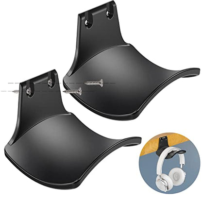 2-Pack Never Fall Headphone Hook Hanger Wall Mount Headset Holder | Stand fixted with screws for airpods max sennheiser sony bose beats akg - color: Black L(2 Pack)
